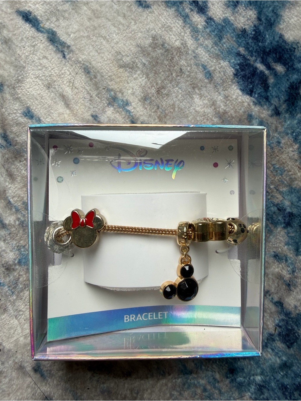 Disney Gold Minnie Mouse Bracelet with Red and Black Accents